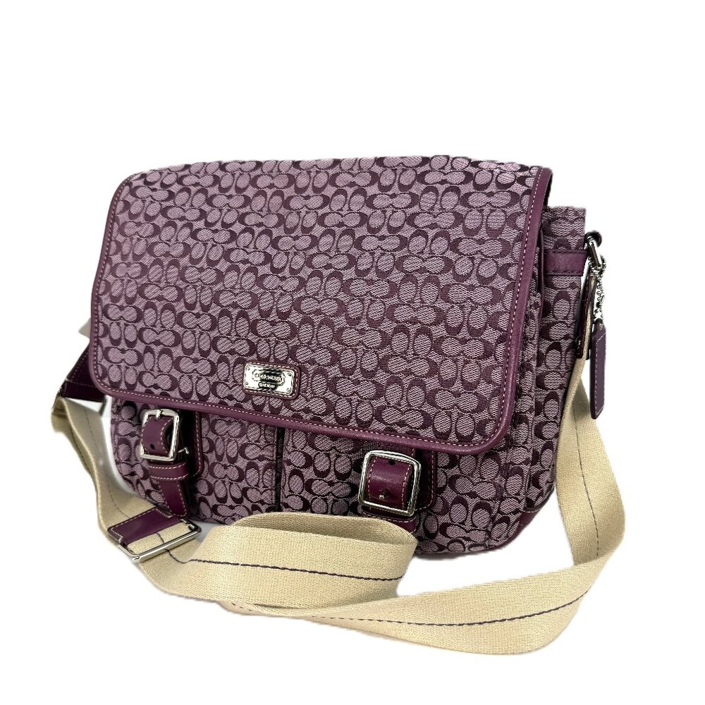 Coach F70283 Signature Messenger Plum